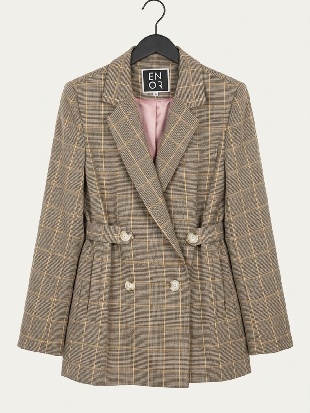 Enor Brown Blazer with Waist Tabs